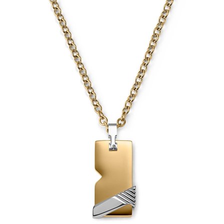 Modern Gold-Tone Dog Tag Necklace for Men - Steel necklaces