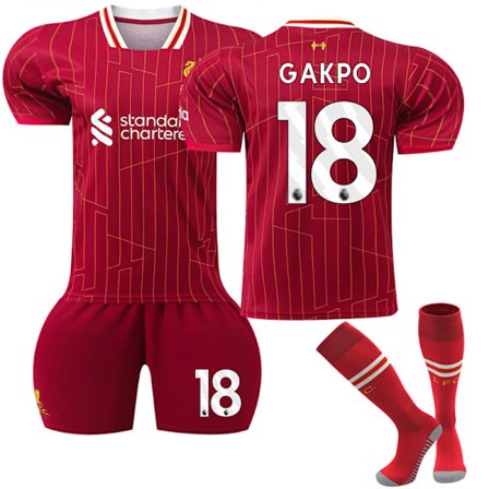 Liverpool Hjemmefodboldtrøje Kit til Børn 2024-2025 Nr. 18 Gakpo