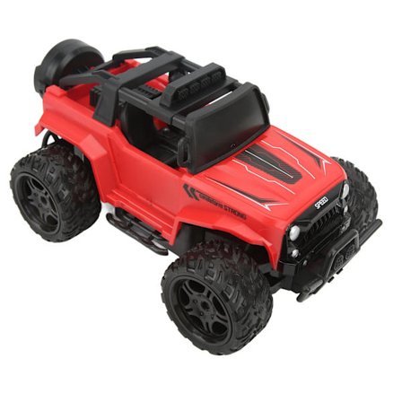 1/16 Skala Off Road Bil med Lyseffekter Sklisikre Dekk 2.4Ghz Omni-direksjonell RC Bil for Barn Over 3 År Rød
