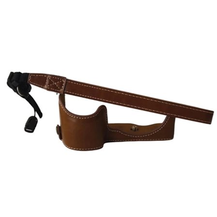 Sony A6400 / A6300 / A6000 läderfodral för halva kroppen med rem - Brun