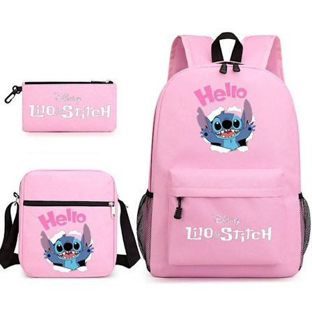 3-delt Set Stitch Ryggsekk Skulderryggsekk Canvas ROSA B B