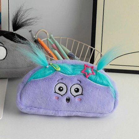 Nytt Udda Stegt Hår Penalhus Sødt Tegneserie Opbevaringsetui til Papirvarer