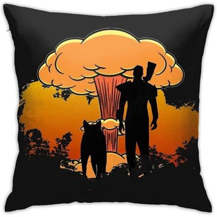 Fallout 4 - Lone Wanderer And Dogmeat Nuke (ren) Kudde Cover Dekor Case för soffa sovrum 18"x18"