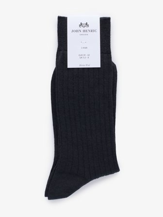 John Henric Men's Schwarze Gerippte Socken Size 43-46