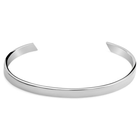 Brazalete ajustable de acero inoxidable pulido en tono plateado de 5 mm para hombres - Brazaletes