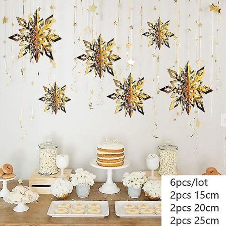 3d konstgjorda snöflingor Papper Garland Banner Juldekorationer för hemvinst