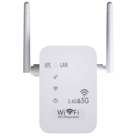 5G + 2.4G 1200Mbps Trådløs WiFi Repeater Dobbelt Antenne Signalforstærker Lang Rækkevidde Extender.