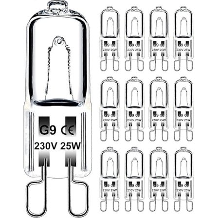 G9 Glödlampa 25W 230V Dimbar Varmvit, G9 Halogenlampa 300C Tolerans, G9 Ugnslampa för Mikrovågsugn Spis Taklampor, 12-pack [DB]