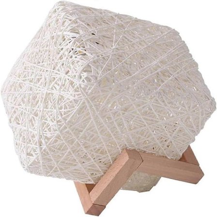 1 stk. firkantet rottingbord, vinrankeprojeksjon, rustikk bord, vevd LED hvit nattlampe, 3D nattlampe, rustikk nattprojeksjon, stjerne-