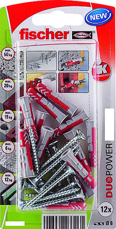 FISCHER UNIVERSALPL DUOPOWER 12X60 S BK A2 STK M/SEKSKANTSKRUE