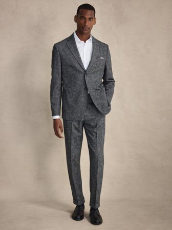 John Henric Men's Salt & Pepper Wool Suit Size