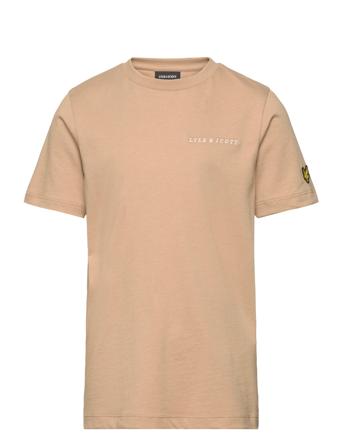 Script Embroidered T-Shirt Tops T-Kortærmet Skjorte Beige Lyle & Scott