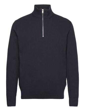Half Zip Rib Knit Knitwear Half Zip Pullover Marineblå Lindbergh*Betinget Tilbud