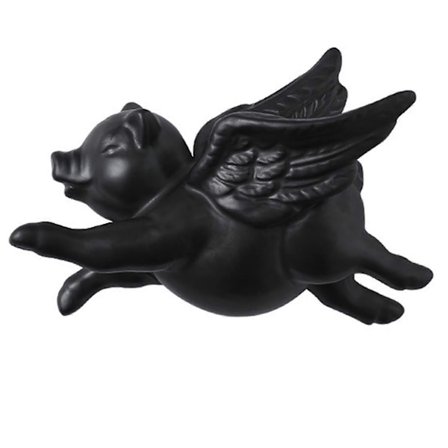 Kreativ Flygende Gris Veggmontert Ornament 3D Søt Keramikk Gris Hengedekorasjon (FMY)