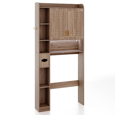 Toiletskab med LED-lys og justerbare hylder