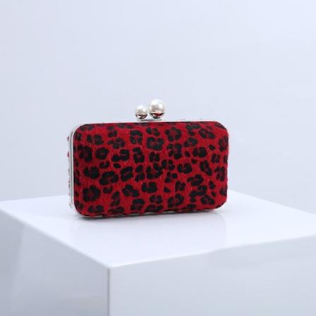 Leopardprint bankettveske Enkel skulderkjedeveske RØD RØD Red