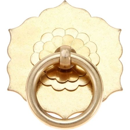 Antik ringhandtag, möbelknoppar i mässing, klassiska hexagonala blommor för lådor, byrå, garderob, skåp, dörr, kök, säng