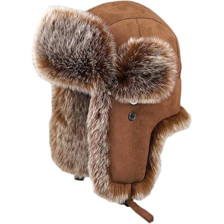 MH - Unisex Ruskind Faux Fur Trapper Hat Varm Anti Vind Russisk Jægerhat