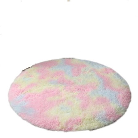 80 cm Plysch Rund Matta Fluffig Regnbågsfärgad Matta För Vardagsrum Mjuk Heminredning Sovrum