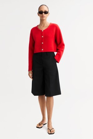 Soft Goat - Short Cardigan - S - Rouge
