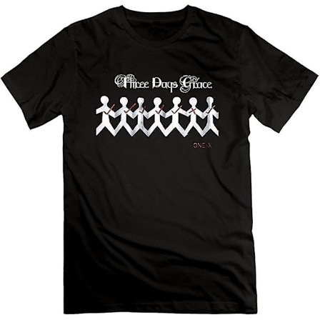 Ei77h Mens Three Days Grace- One-x Album Cotton Crew T-shirt