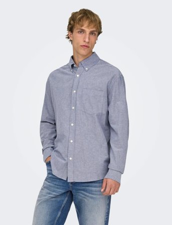 ONLY & SONS Onsgaton Reg Ls Shirt 0360 Frml - Blue - S