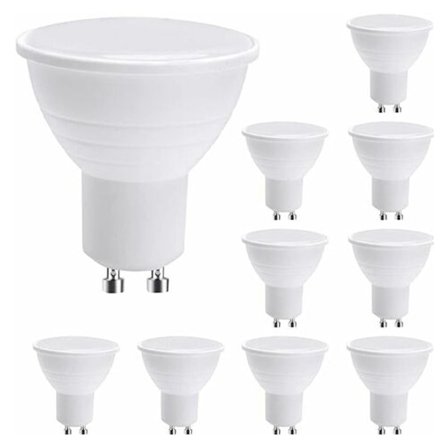 10-pakning LED GU10-pærer, GU10 LED-lamper, 7 W kaldhvit (tilsvarende 50 W halogen), energisparende lampe, 600 lm 120° lysvinkel, ikke-dimbar.