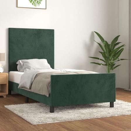 Vidaxl Sängram Med Huvudgavel Mörkgrön 80x200 Cm Sammet Grön