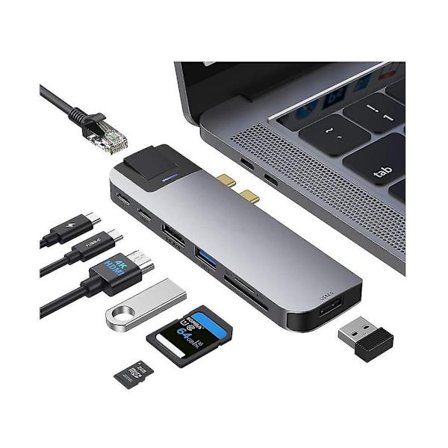 Usb C Hub Mac-adapter med Ethernet Rj45 Hdmi 4K Thunderbolt 3 Pd 100W Typ C-port Usb 3.0 2.0-port SD TF-kortläsare Usb C-docka YEMAESRE