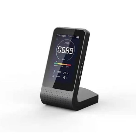 Indendørs CO2-måler, CO2-kuldioxiddetektor, CO2-måler til indendørs luft, CO2-detektor til skrivebord til fitnesscenter, kontor, klasseværelse, 