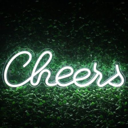 Cheers Neon-skilt for veggdekorasjon Hvit LED-skilt Øl Neon Bar-skilt