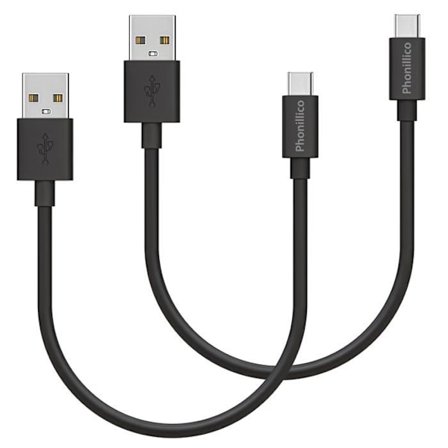 Lot 2 Kablar 20cm USB-C Svart för Oppo Reno 5 / Reno 5 Pro / Reno 5 K / Reno 5 Z / Reno 5 F / Reno 5 Lite Phonillico