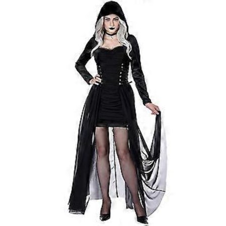 Dame Jul Halloween Heks Fest Hætteklædt Voksen Vampyr Kjole (XL)