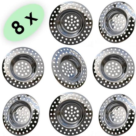 Vaskfilter 14g, Sæt af 8, til ALLE AFløb, Køkkenvaskfilter, S