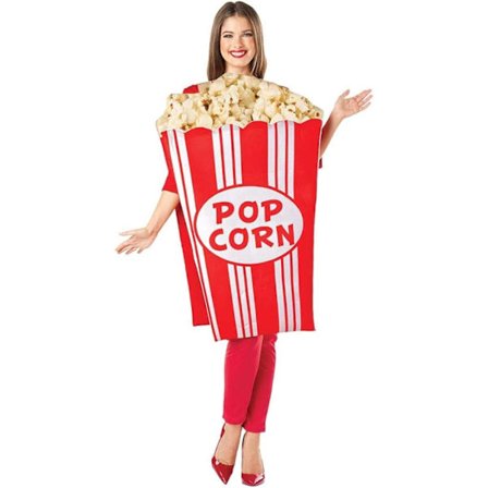 Popcorn-dräkt för vuxna för Halloweenfester - One Size passar de flesta, rolig mat-temadräkt för karnevaler, cosplay och temaevenemang