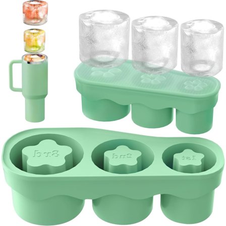 Tumbler Isbitsbricka, 3-Storleks Silikoncylinderformar med Lock - Enkel Fyllning & Frigöring för 20-40oz Muggar, Frys Ismaskin för Kaffe/