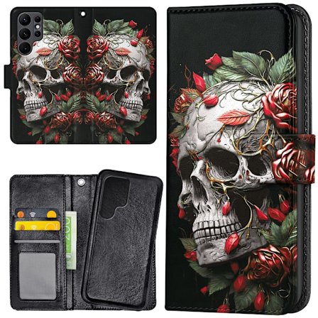 Samsung Galaxy S25 Ultra - Lommebok Deksel Skull Roses