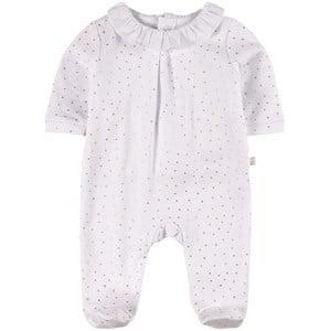Carrément Beau White Dotted Footed Baby Body 1 Month - All in ones - 1 month - White