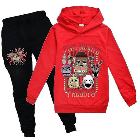Five Nights At Freddy's Træningsdragt Sæt Børn Unisex Langærmet Casual Hoodies Hættetrøje Top Bukser Fnaf Outfits Aktivtøj Gave