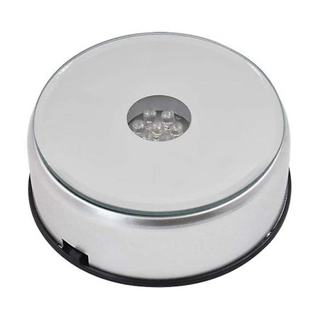 Visningsunderlägg för kristaller, glaskonst, roterande kristallvisningsunderlägg med LED-belysning