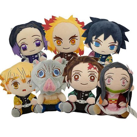 20cm 7pcs Japan Anime Demon Slayer Tomioka Giyu Kamado Tanjirou Kamado Nezuko Agatsuma Zenitsu Plush Toys Doll Peluche Baby Gift