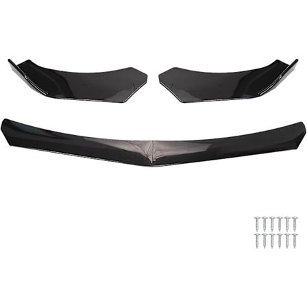 Universal Gloss Black Front Bumper Chin Splitter Spoiler Lip Body Kit Protector, Car Front Bumper Chin Splitter Spoiler Protector Body
