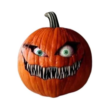 Uhyggelig Halloween-græskar med bevægelige øjne, græskardekorationer, kunstige Halloween-græskardekorationer