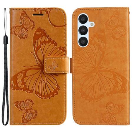 Samsung Galaxy A54 5G fodral med ett fjärilstryck - Ljusbrunt Brun