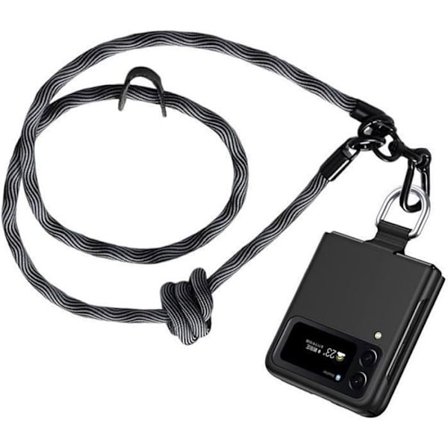 Coque - PROSHOP - för Samsung Galaxy Z Flip 4 - Stötabsorberande skydd - Axelrem - Grå