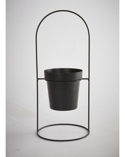Blomsterkrukke med bueformet stativ Sort - 17 x 17 x 39 cm - Linea