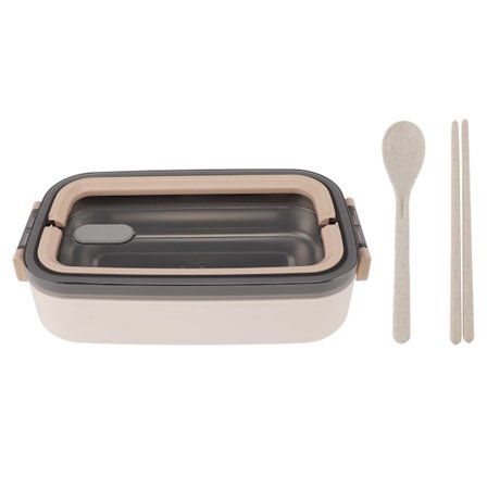 (Enkelt lag) Japansk matboks 304 rustfritt stål isolert matboks student forseglet partisjon matboks mikrobølgeovnbar khaki
