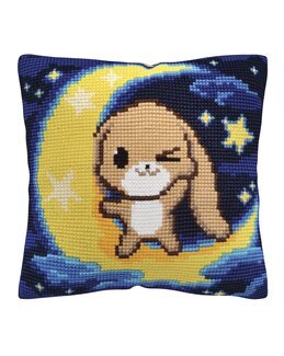 Broderikit Kudde kanin på månen