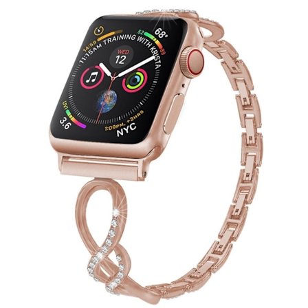Apple Watch Series 8 (45 mm) / Watch Ultra handledsarmband med strassdekor - Roséguld