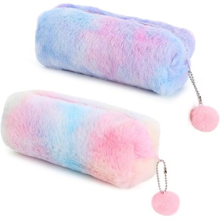 2 Plyschpennfodral, Söt Regnbågepennfodral, Mjuk Pennväska?Stor Kapacitet Penna Förvaringspåse, Flickaktig Penna Fodral